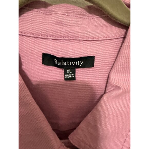 Relativity Denim Jacket NWT Pink Cotton Blend Womans Size XL - Picture 2 of 5
